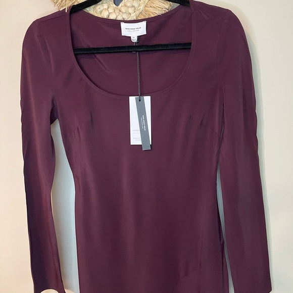 NWT Florence Long-Sleeve Washed Silk-Blend MIDI Dress Size XS by Who What Wear - Picture 5 of 10